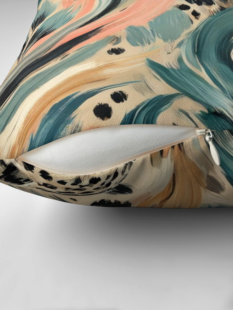 Wild Bloom Abstract Leopard Pillow