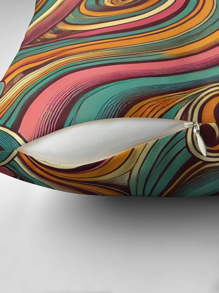 Groovy Vortex – 1970s Psychedelic Seamless Pattern Pillow