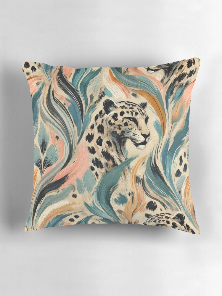 Wild Bloom Abstract Leopard Pillow