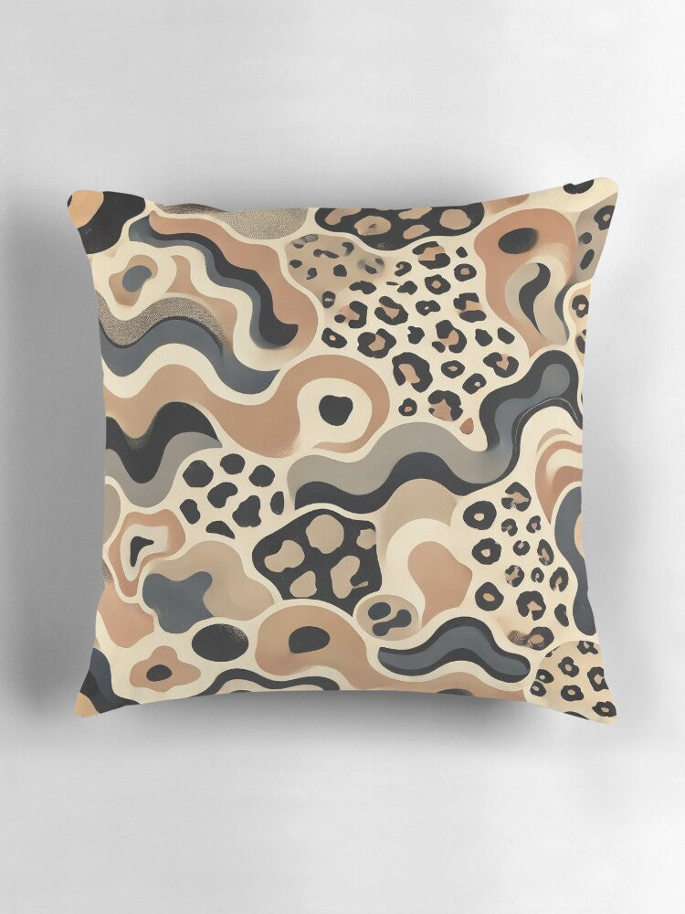 Bold Safari Flow – Modern Abstract Leopard Print Pillow