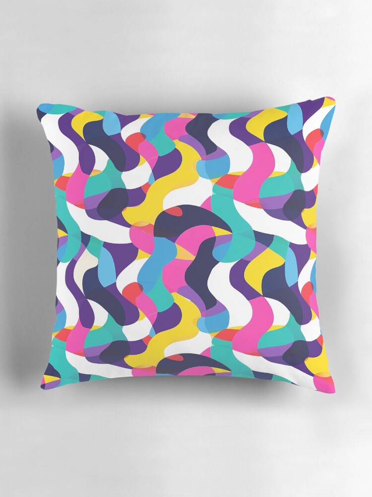 Dopamine Wave — Colorful Abstract Seamless Pattern Pillow