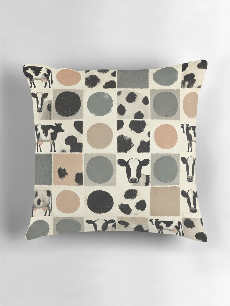 Modern Brushed Cowhide – Minimalist Spot Pattern Pillow